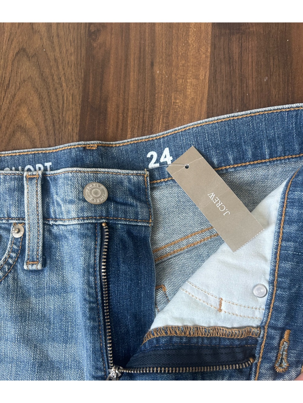 J. Crew Mid Rise Light Wash Raw Hem Denim Shorts | Size 24 - Picture 3 of 7